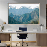 79393816-MGV-FC-36X24_Natural-Misty Mountain Wall Art Canvas Print, Framed Cloudy Andean Art Picture Print, Rugged Mountain Perfect Rustic Nature Decor Artwork