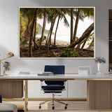 92093951-MGV-FC-36X24_Natural-Tropical Jungle Wall Art Canvas Print, Framed Palm Tree Forest Art Picture Print, Coastal Escape Perfect Jungle Retreat Decor