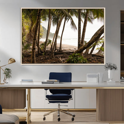 92093951-MGV-FC-36X24_Natural-Tropical Jungle Wall Art Canvas Print, Framed Palm Tree Forest Art Picture Print, Coastal Escape Perfect Jungle Retreat Decor