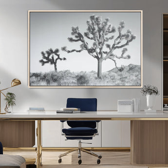 29996209-MGV-CV-36X24-Joshua Tree Art Wall Art Canvas Print, Framed Black White Landscape Art Picture Print, Desert Tree Decor Perfect Southwestern Boho