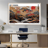 85375874-MGV-CV-36X24-Mount Fuji Abstract Wall Art – Japanese Landscape Canvas Print, Cherry Blossom & Red Sun Painting, Elegant Modern Zen Asian Home