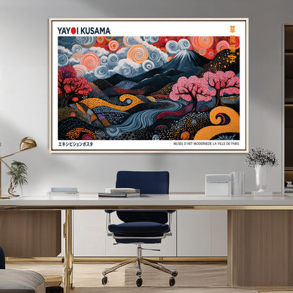 43879290-MGV-FC-36X24_Natural-Japanese Abstract Wall Art – Mount Fuji Cherry Blossom Canvas Print, Modern Asian Inspired Landscape Decor for Living Room,