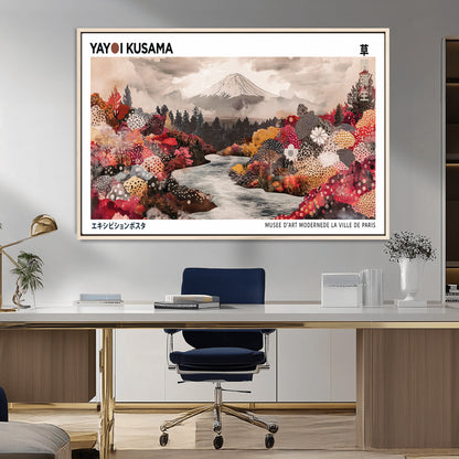 32352074-MGV-CV-36X24-Japanese Landscape Wall Art – Mount Fuji River Canvas Print, Modern Asian Inspired Nature Decor for Living Room, Bedroom, Office