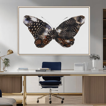 99831147-MGV-CV-36X24-Spotted Butterfly Wall Art Canvas Print, Framed Neutral Insect Theme Art Picture Print, Earthy Wing Pattern Perfect Modern Rustic