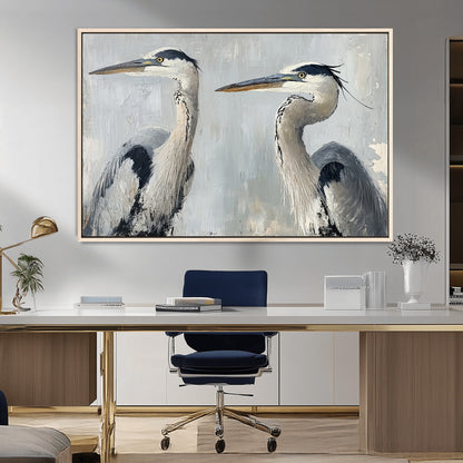19427826-MGV-FC-36X24_Natural-Bird Canvas Decor Wall Art Canvas Print, Framed Coastal Bird Pair Art Picture Print, Minimalist Wildlife Wall Perfect Coastal