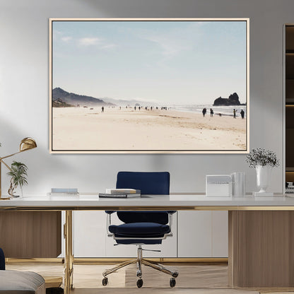 28307820-MGV-FC-36X24_Natural-Minimalist Beach Wall Art Canvas Print, Framed Coastal Serenity Art Picture Print, Soft Sand Perfect Modern Coastal Decor Artwork