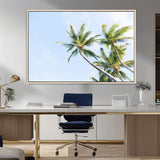 54719115-MGV-CV-36X24-Palm Trees Wall Art Canvas Print, Framed Tropical Aesthetic Art Picture Print, Coastal Serenity Perfect Tropical Minimalist Decor