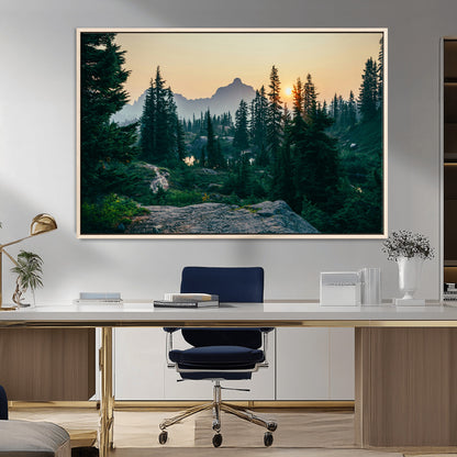 66397982-MGV-FC-36X24_Natural-Mountain Landscape Wall Art Canvas Print, Framed Forest Serenity Art Picture Print, Mountain Landscape Perfect Rustic Wilderness