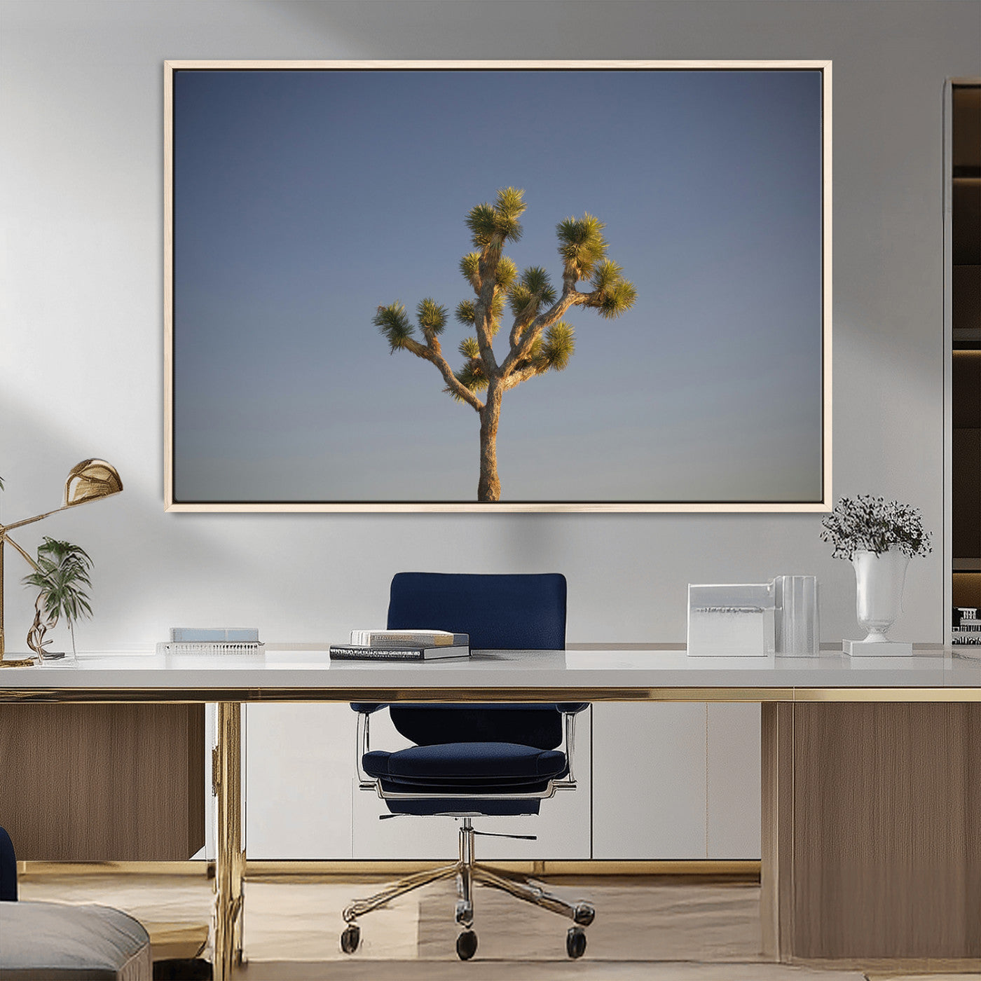 54552043-MGV-CV-36X24-Joshua Tree Art Wall Art Canvas Print, Framed Desert Landscape Art Picture Print, Southwestern Nature Perfect Southwestern Boho