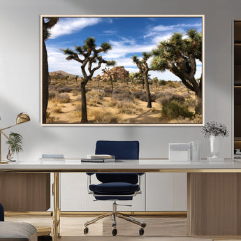 25722592-MGV-FC-36X24_Natural-Joshua Tree Desert Wall Art Canvas Print, Framed Southwestern Nature Art Picture Print, Rustic Earth Tones Perfect Southwestern