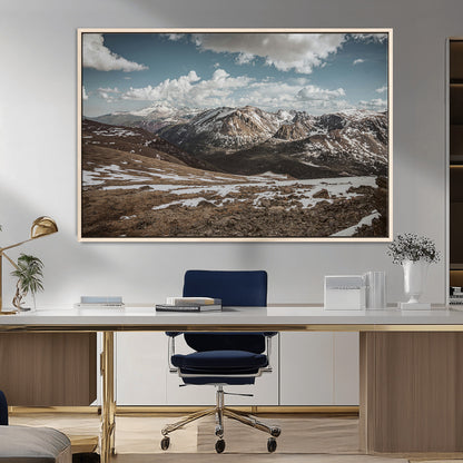 44565953-MGV-FC-36X24_Natural-Mountain Landscape Wall Art Canvas Print, Framed Snowy Peaks Art Picture Print, Rugged Highlands Perfect Rustic Adventure Decor