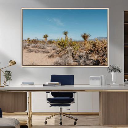 35156165-MGV-FC-36X24_Natural-Joshua Tree Wall Art Canvas Print, Framed Desert Landscape Art Picture Print, Warm Earth Tones Perfect Southwestern Minimalist