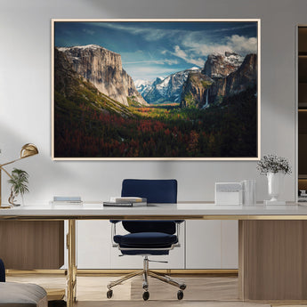 15244033-MGV-FC-36X24_Natural-Yosemite National Wall Art Canvas Print, Framed Mountain Landscape Art Picture Print, El Capitan Perfect Rustic Farmhouse Decor