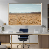 55918919-MGV-CV-36X24-Desert Landscape Wall Art – Golden Grass Plains and Mountain Horizon Canvas Print, Southwest Nature Photography Decor for Living