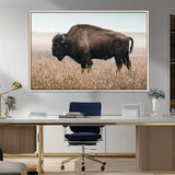69909079-MGV-FC-36X24_Natural-Bison Wall Art – Majestic Buffalo Canvas Print in Prairie Grasslands, Rustic Western Animal Painting, Farmhouse Ranch Decor for