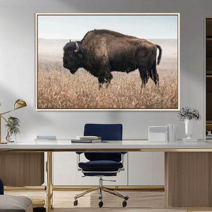69909079-MGV-FC-36X24_Natural-Bison Wall Art – Majestic Buffalo Canvas Print in Prairie Grasslands, Rustic Western Animal Painting, Farmhouse Ranch Decor for