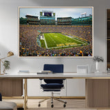 96617112-MGV-FC-36X24_Natural-Lambeau Field Wall Art – Green Bay Packers NFL Football Stadium Canvas Print – Game Day Crowd Sports Decor for Man Cave, Bar, or