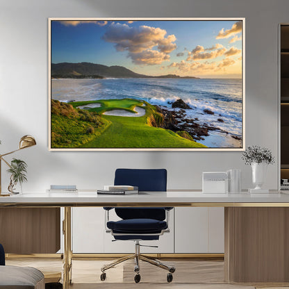 50107048-MGV-CV-36X24-Golf Course Wall Art – Coastal Ocean View Canvas Print, Scenic Fairway Landscape Decor for Office, Man Cave, Bedroom, or Living