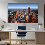 25096967-MGV-CV-36X24-Atlanta Skyline Wall Art – Vibrant Cityscape Canvas Print, Modern Night Lights Urban Decor for Office, Living Room, or Apartment
