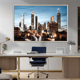 23859158-MGV-FC-36X24_Natural-Atlanta Skyline Wall Art – Modern Cityscape Canvas Print with Night Lights and Traffic Trails, Urban Decor for Office, Apartment,