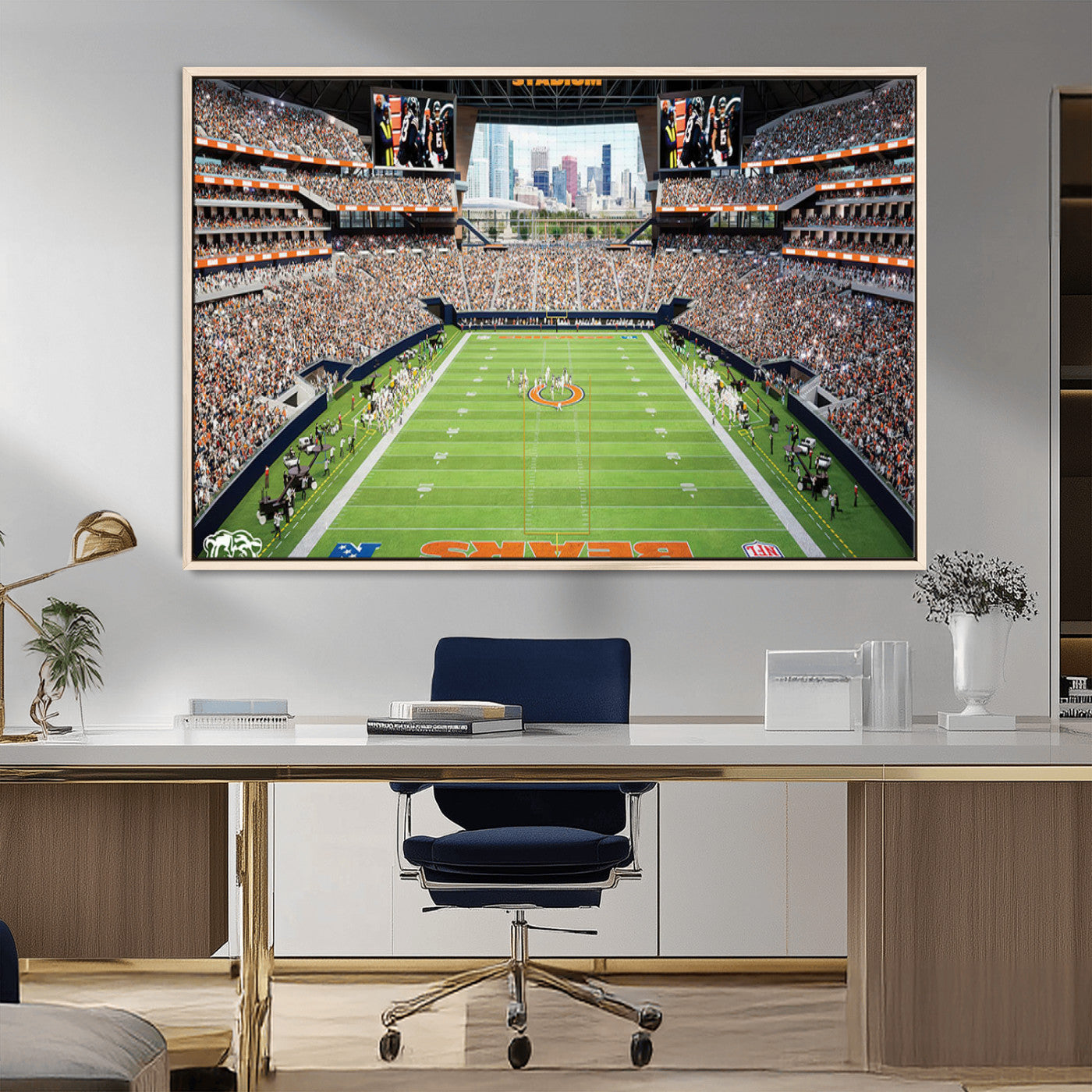 76935553-MGV-CV-36X24-Football Stadium Wall Art – Panoramic Game Day Canvas Print, Sports Decor for Man Cave, Office, Bar, or Living Room