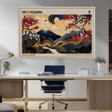 66892669-MGV-CV-36X24-Japanese Landscape Wall Art – Mount Fuji Canvas Print with Cherry Blossoms and Golden Waves, Traditional Asian Inspired Artwork