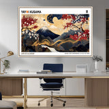 28945903-MGV-CV-36X24-Japanese Wall Art – Mount Fuji Canvas Print with Cherry Blossoms and Golden Wave Motifs, Traditional Asian Inspired Artwork for