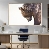 14405507-MGV-CV-36X24-Grizzly Bear Canvas Wall Art – Framed Wildlife Nature Decor, Large Brown Bear Profile Canvas Print for Living Room, Office, or
