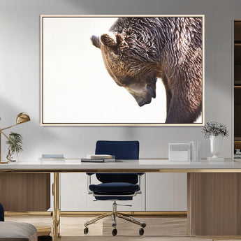 14405507-MGV-CV-36X24-Bear Wall Art – Wildlife Canvas Print with Rustic Animal Portrait and Minimalist Background, Nature Inspired Photography for