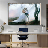 CSTM913-MGV-FC-36X24_Natural-Framed Wedding Canvas Print - Custom Wall Art Keepsake for Couples, Elegant Home Decoration Gift, Create Your Own Photo Canvas