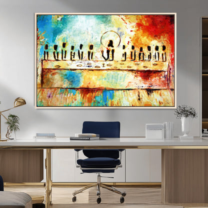 YKE34632598CR-MGV-CV-36X24-Abstract Last Supper with Apostles Wall Art Canvas Print