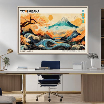 94085549-MGV-FC-36X24_Natural-Japanese Wave and Mountain Wall Art – Panoramic Abstract Landscape Canvas Print, Asian Inspired Nature Decor for Living Room,