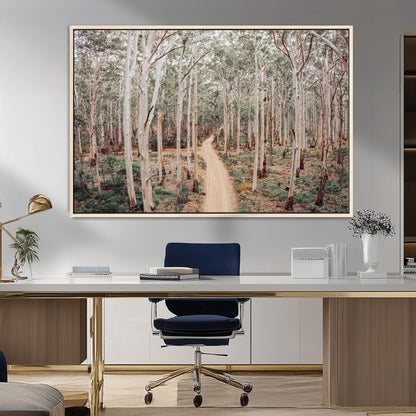 24760563-MGV-FC-36X24_Natural-Forest Wall Art – Tranquil Woodland Path Canvas Print, Scenic Nature Photography Decor for Bedroom, Living Room, Office, Cabin or