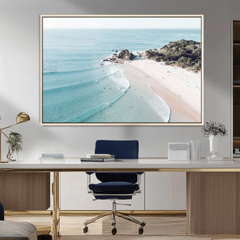 79395467-MGV-CV-36X24-Coastal Wall Art – Aerial Beach Canvas Print, Ocean Waves and Sandy Shore Photography Decor for Bedroom, Living Room, Office,