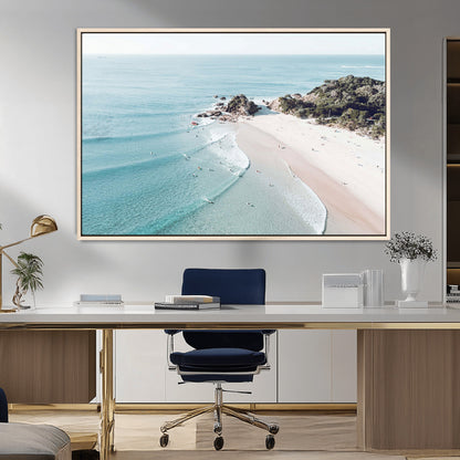 79395467-MGV-CV-36X24-Coastal Wall Art – Aerial Beach Canvas Print, Ocean Waves and Sandy Shore Photography Decor for Bedroom, Living Room, Office,