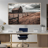 70676381-MGV-CV-36X24-Rustic Barn Wall Art – Weathered Farmhouse Canvas Print, Country Landscape Photography Decor for Bedroom, Living Room, Office,