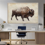 54810031-MGV-FC-36X24_Natural-Western Wall Art – Snow Covered Bison Canvas Print, Rustic Wildlife Photography Decor for Bedroom, Living Room, Office, Lodge,