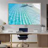 46233906-MGV-CV-36X24-Coastal Wall Art – Turquoise Ocean Waves and White Sand Canvas Print, Tropical Beach Photography Decor for Bedroom, Living Room,