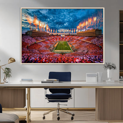 94266219-MGV-CV-36X24-Neyland Stadium Wall Art – Tennessee Volunteers Checkerboard Game Day Canvas Print, College Football Fireworks Decor for Man Cave