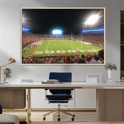 16230786-MGV-CV-36X24-Georgia Bulldogs Stadium Wall Art – Night Game Football Field Canvas Print, Panoramic Sports Decor for Home, Office, Fan Cave