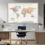 69180591-MGV-CV-36X24-Personalized World Map Wall Art – Rustic Vintage Adventure Travel Map with Custom Family Names, Unique Wall Decor for Couples,