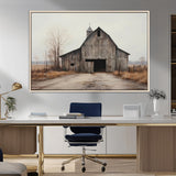 90499-MGV-CV-36X24-Old Barn Wall Art Canvas Print, Framed Rustic Barn Art Picture Print, Abandoned Farm Perfect Rustic Farmhouse Decor Artwork