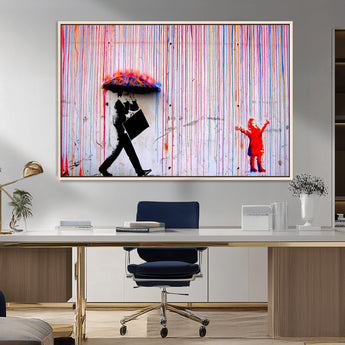 69505-MGV-FC-36X24_Natural-Graffiti Girl Wall Art Canvas Print, Framed Urban Contrast Art Picture Print, Vibrant Graffiti Perfect Urban Pop Decor Artwork