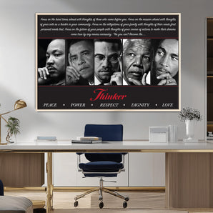 45112-MGV-CV-36X24-Black Icons Wall Art Canvas Print, Framed Thinker Art Picture Print, Motivational Quote Perfect Cultural Modern Decor Artwork