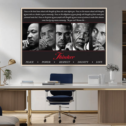 45112-MGV-CV-36X24-Black Icons Wall Art Canvas Print, Framed Thinker Art Picture Print, Motivational Quote Perfect Cultural Modern Decor Artwork