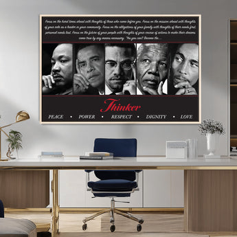 45112-MGV-CV-36X24-Black Icons Wall Art Canvas Print, Framed Thinker Art Picture Print, Motivational Quote Perfect Cultural Modern Decor Artwork