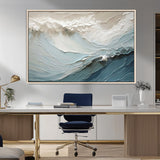 53646-MGV-CV-36X24-Ocean Wave Wall Art Canvas Print, Framed Textured Seascape Art Picture Print, Modern Ocean Perfect Minimal Coastal 2/2 Decor
