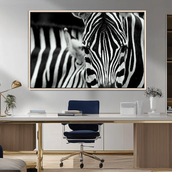 43631-MGV-FC-36X24_Natural-Black and White Zebra Wall Art – Modern Animal Print Canvas Artwork for Living Room, Bedroom, or Office Decor