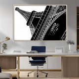 89033-MGV-FC-36X24_Natural-Eiffel Tower Wall Art – Dramatic Black and White Architectural Canvas Print, Modern Paris Decor for Office, Living Room or
