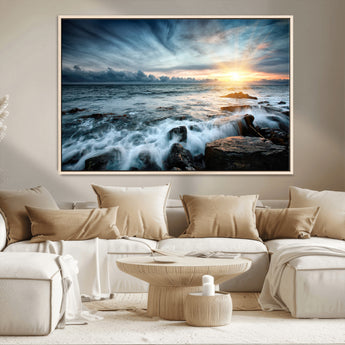 33428-MGV-CV-36X24-Ocean Sunrise Wall Art – Serene Seascape Canvas Print, Coastal Home or Office Decor, Perfect for Living Room, Bedroom, or Study